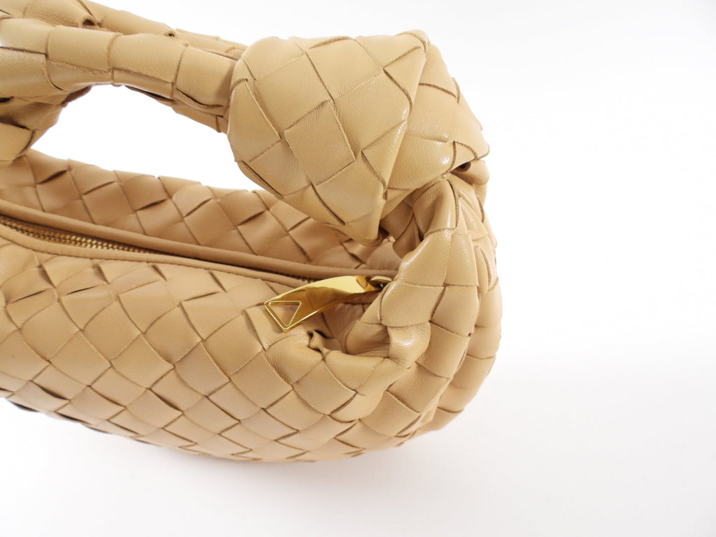Bottega Veneta Almond Beige Mini Jodie Intrecciato Leather Bag