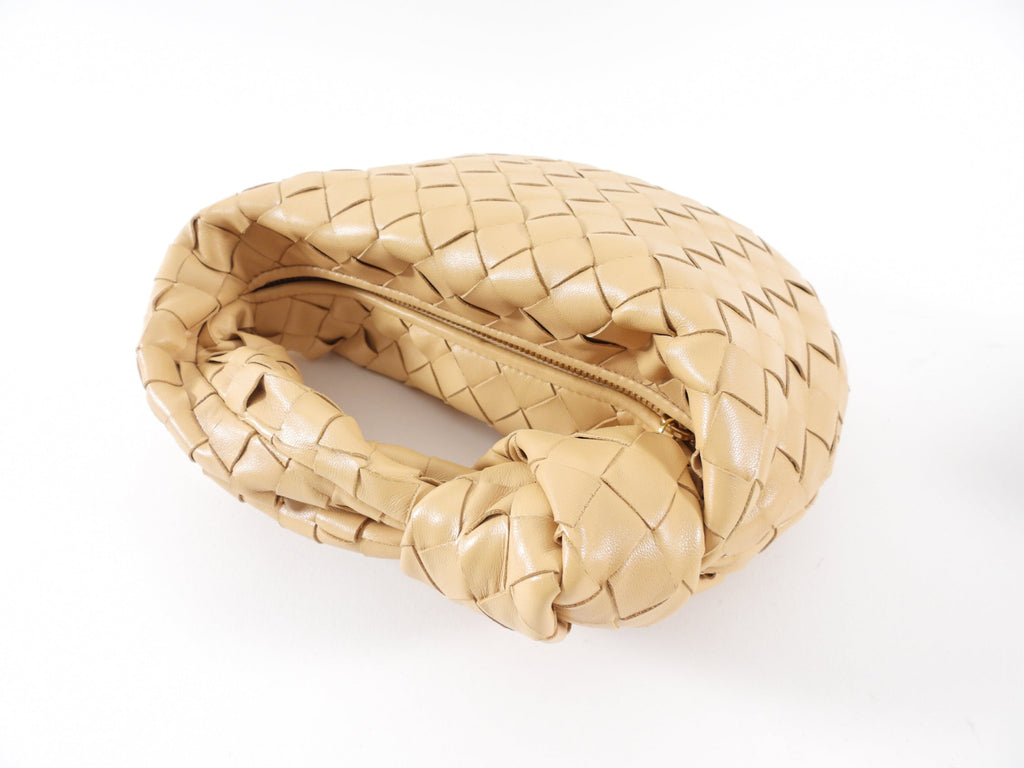 Bottega Veneta Almond Beige Mini Jodie Intrecciato Leather Bag