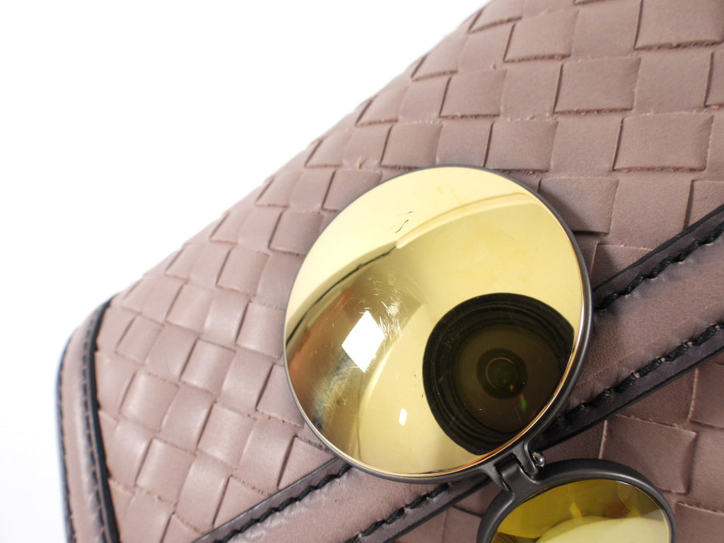 Bottega Veneta Dark Nude Nappa Mirror Clasp Chain Shoulder Bag