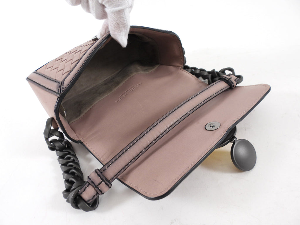Bottega Veneta Dark Nude Nappa Mirror Clasp Chain Shoulder Bag
