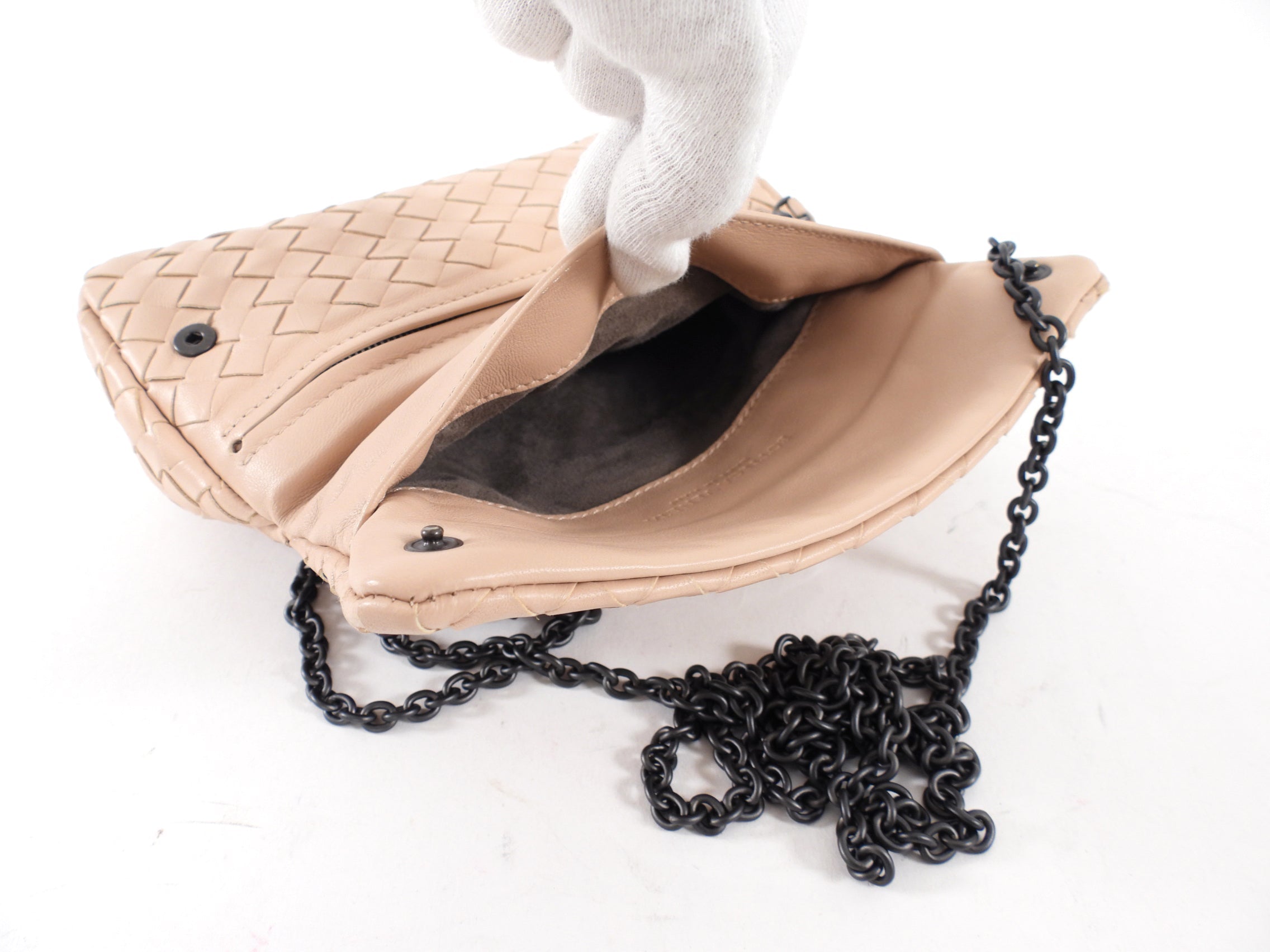 Bottega Veneta Nude Intrecciato Leather Mini Nappa Bag