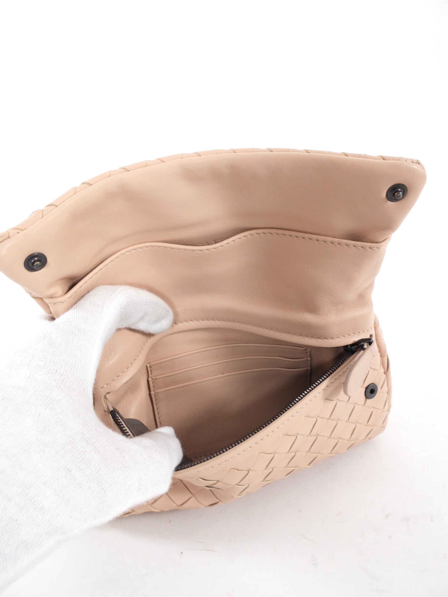 Bottega Veneta Nude Intrecciato Leather Mini Nappa Bag