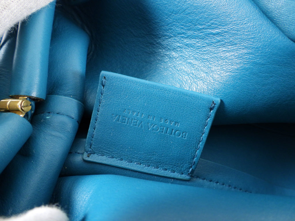 Bottega Veneta Small Teal Leather Point Crossbody Bag