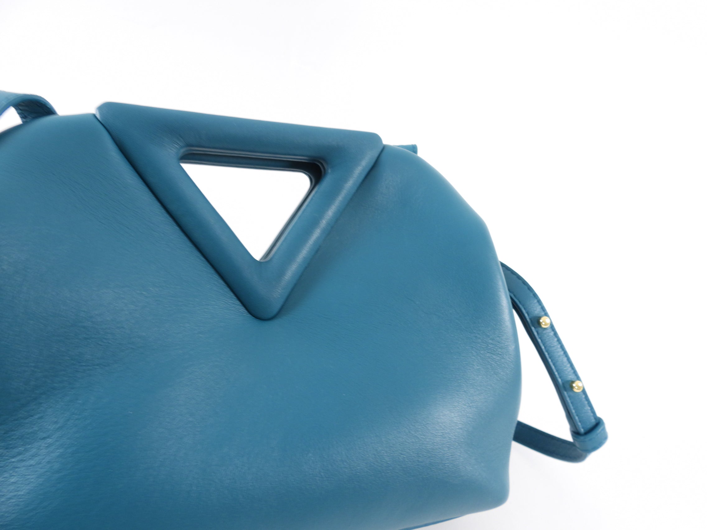 Bottega Veneta Small Teal Leather Point Crossbody Bag