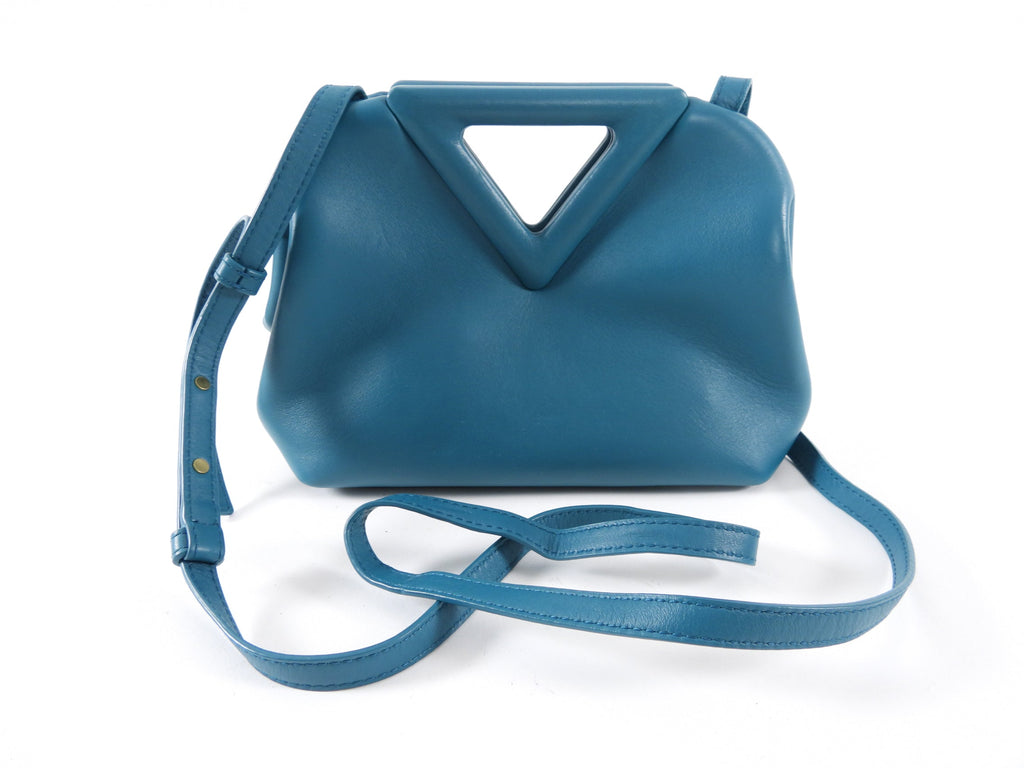 Bottega Veneta Small Teal Leather Point Crossbody Bag