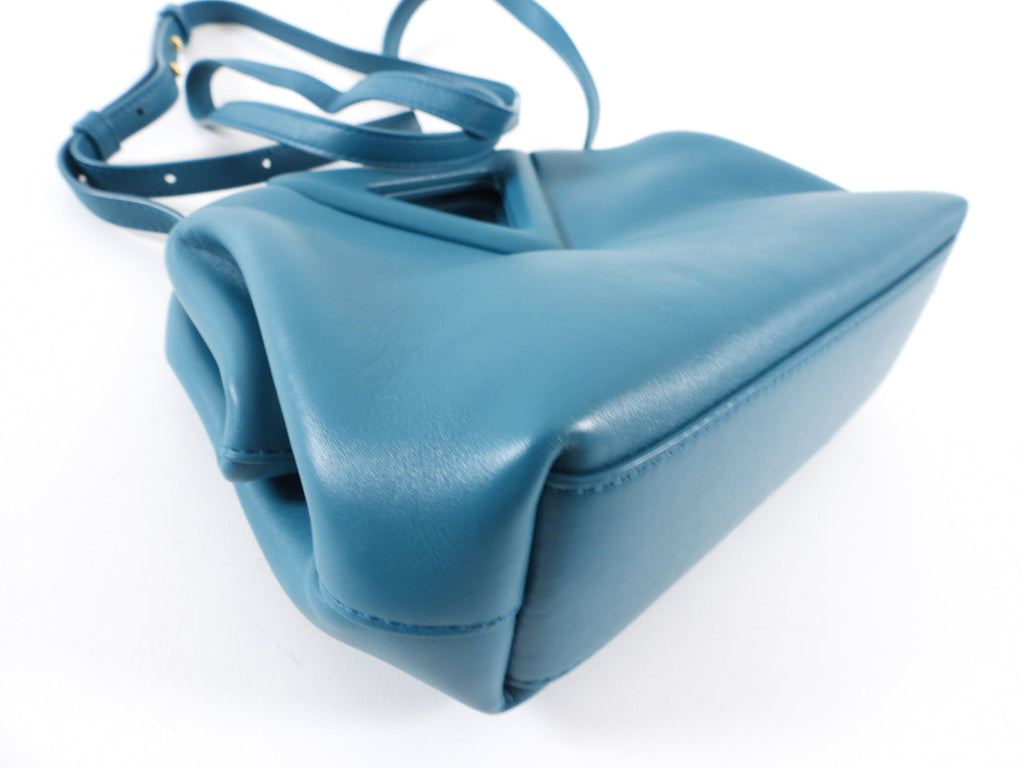 Bottega Veneta Small Teal Leather Point Crossbody Bag