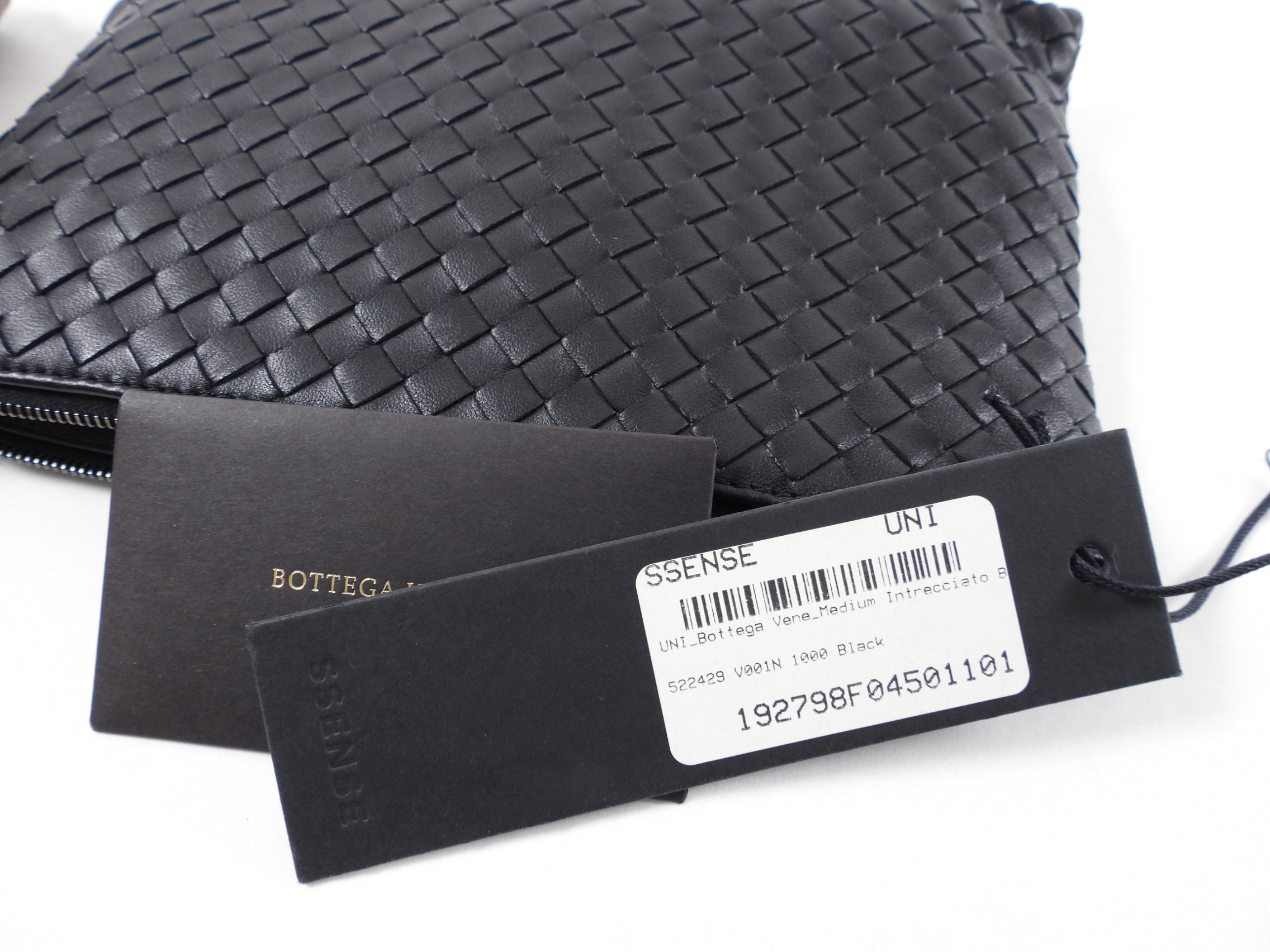 Bottega Veneta Black Intrecciato Leather Small Pouch Clutch