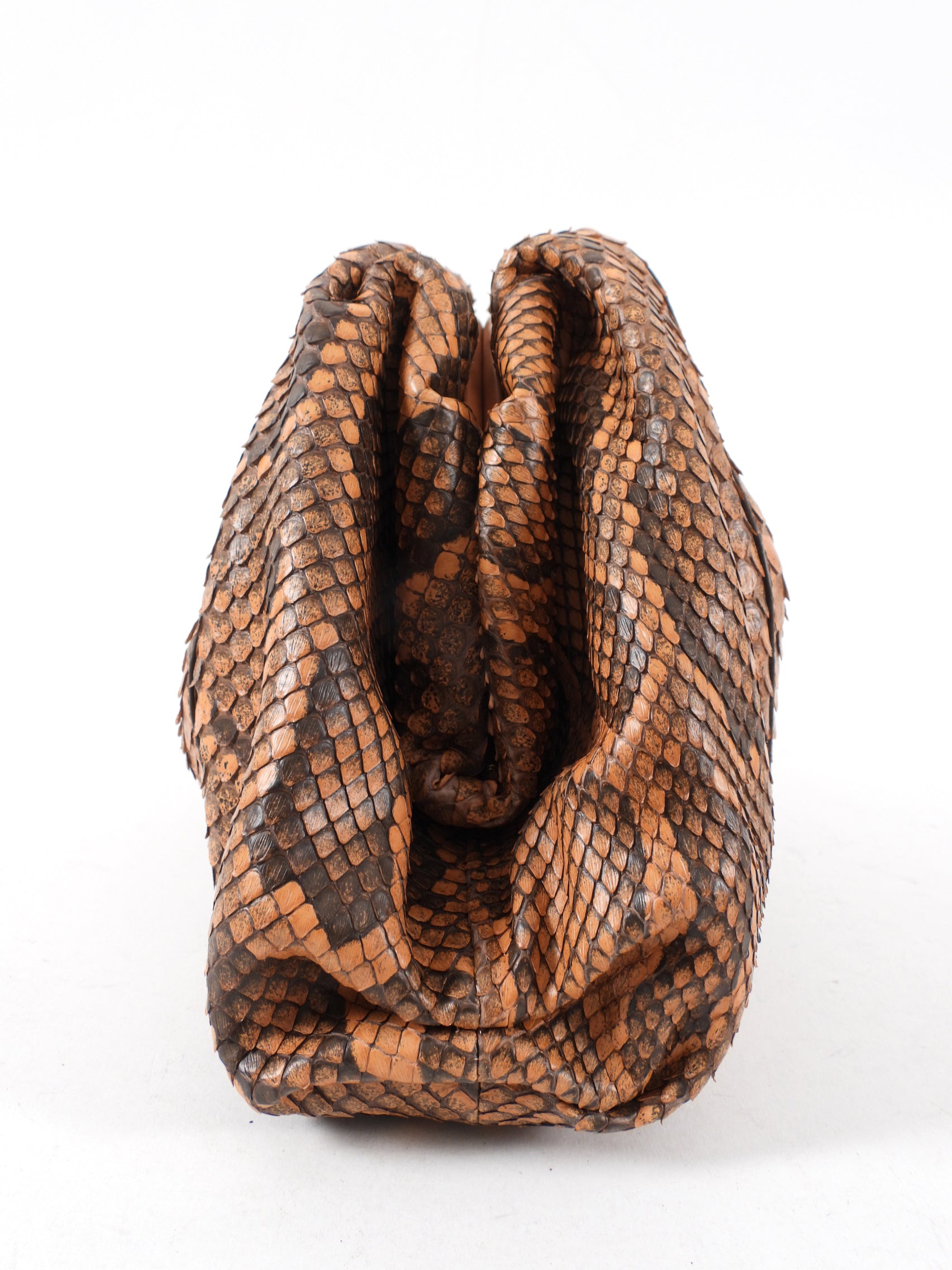Bottega Veneta Tan Brown Python Large The Pouch Clutch Bag