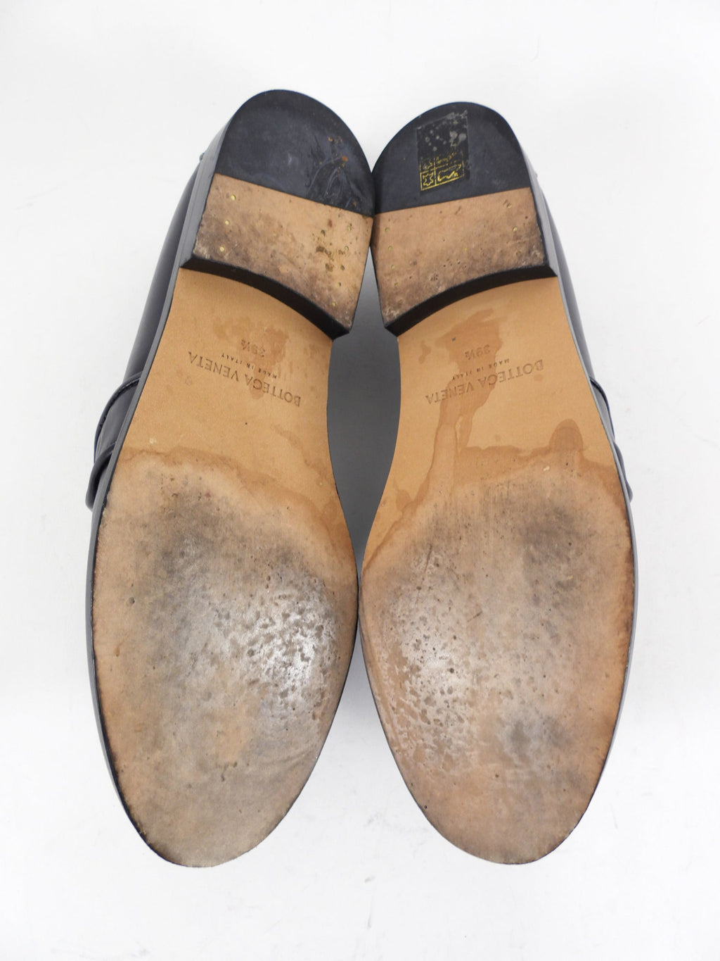 Bottega Veneta Black Leather and Gold Metal Astaire Loafer - 39.5
