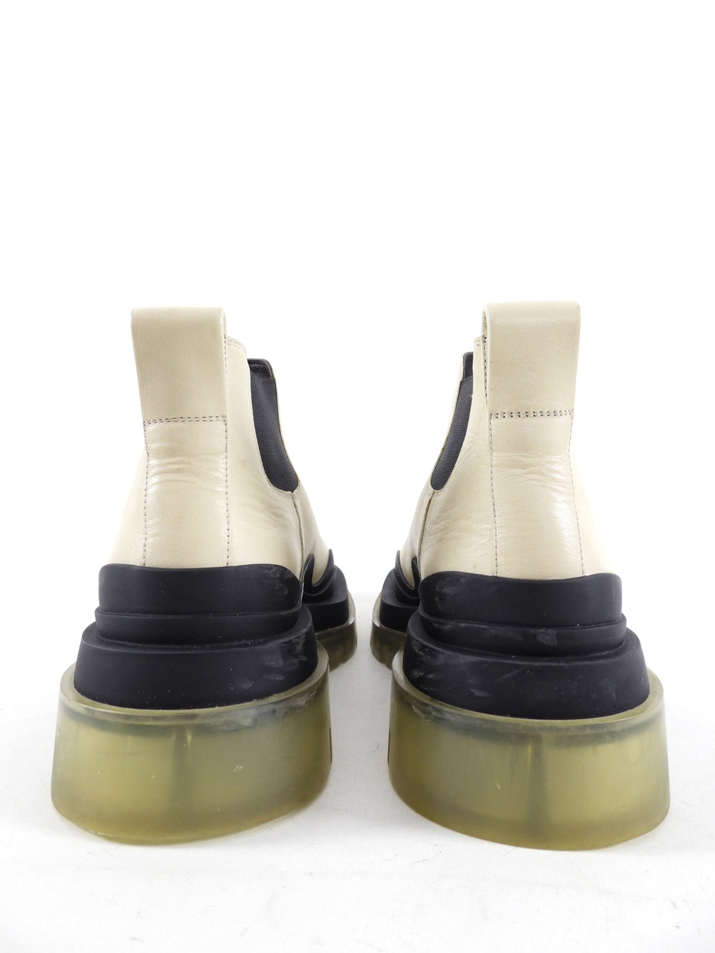 Bottega Veneta Ivory Leather Tire Ankle Boots - 39