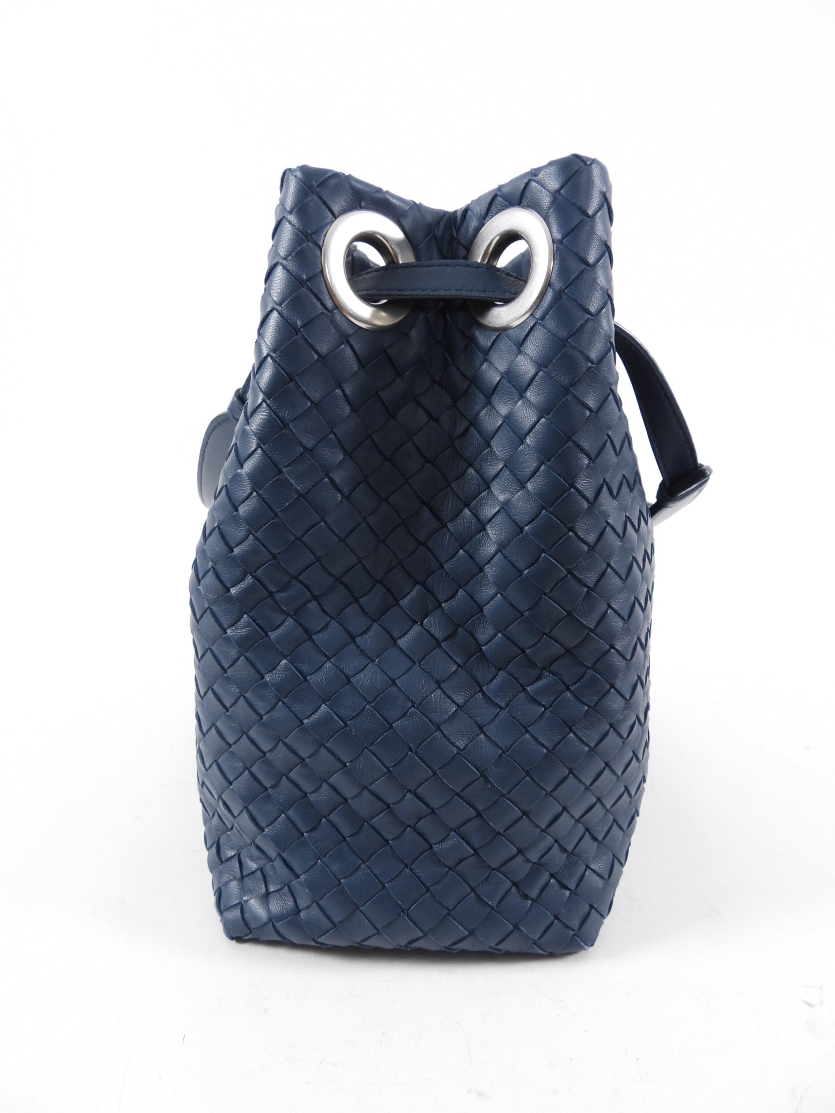 Bottega Veneta Dark Teal Blue Intrecciato Leather Garda Tote Bag