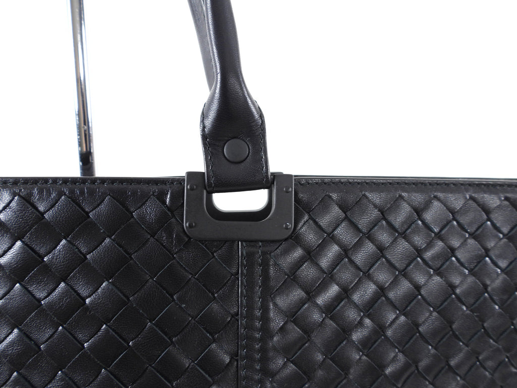 Bottega Veneta Black intrecciato Leather Large Tote Bag
