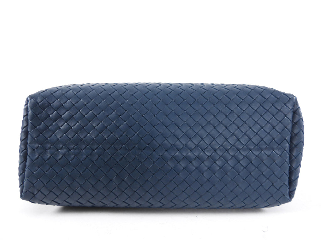 Bottega Veneta Dark Teal Blue Intrecciato Leather Garda Tote Bag