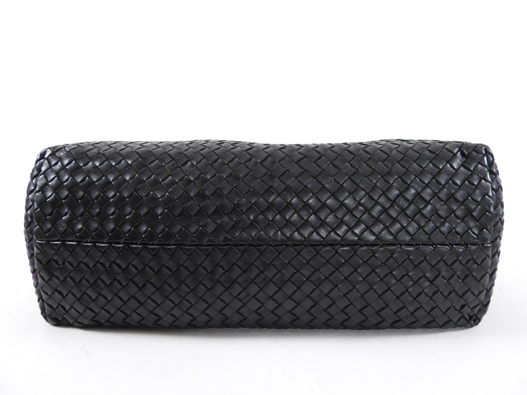 Bottega Veneta Black Intreccio Leather Cabat MM Tote Bag