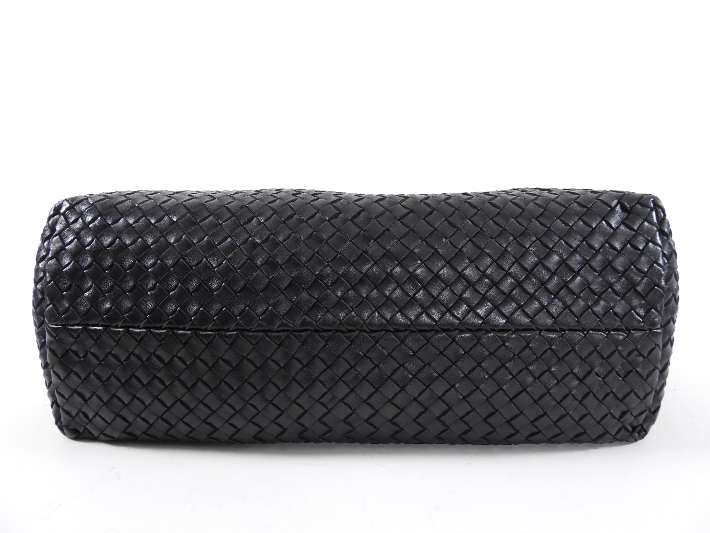 Bottega Veneta Black Intreccio Leather Cabat MM Tote Bag