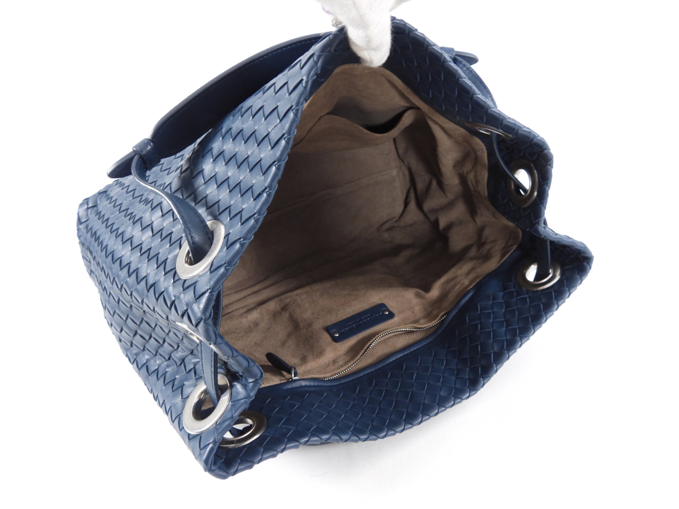 Bottega Veneta Dark Teal Blue Intrecciato Leather Garda Tote Bag
