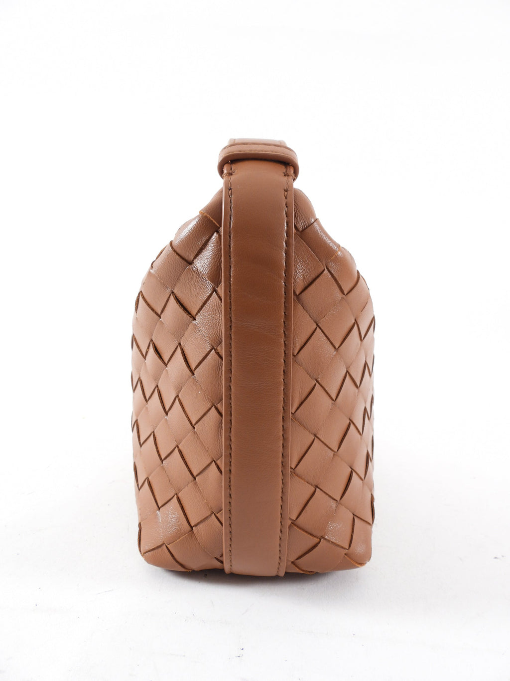 Bottega Veneta Caramel Brown Intrecciato Leather Mini Wallace Bag