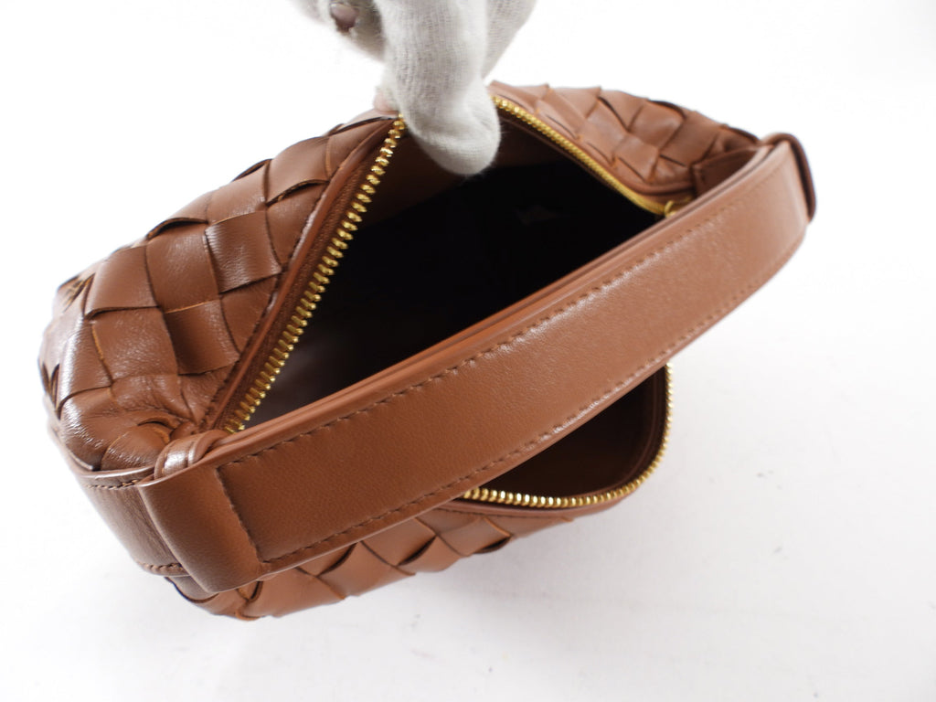 Bottega Veneta Caramel Brown Intrecciato Leather Mini Wallace Bag