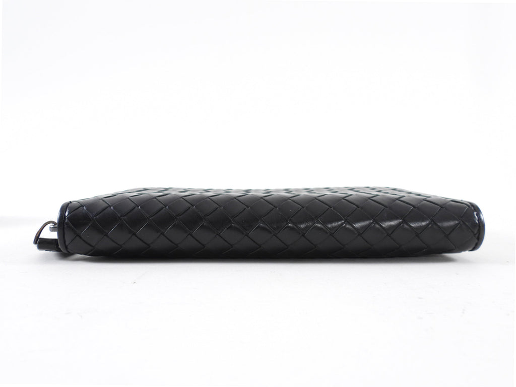 Bottega Veneta Black Intrecciato Leather Continental Zip Wallet