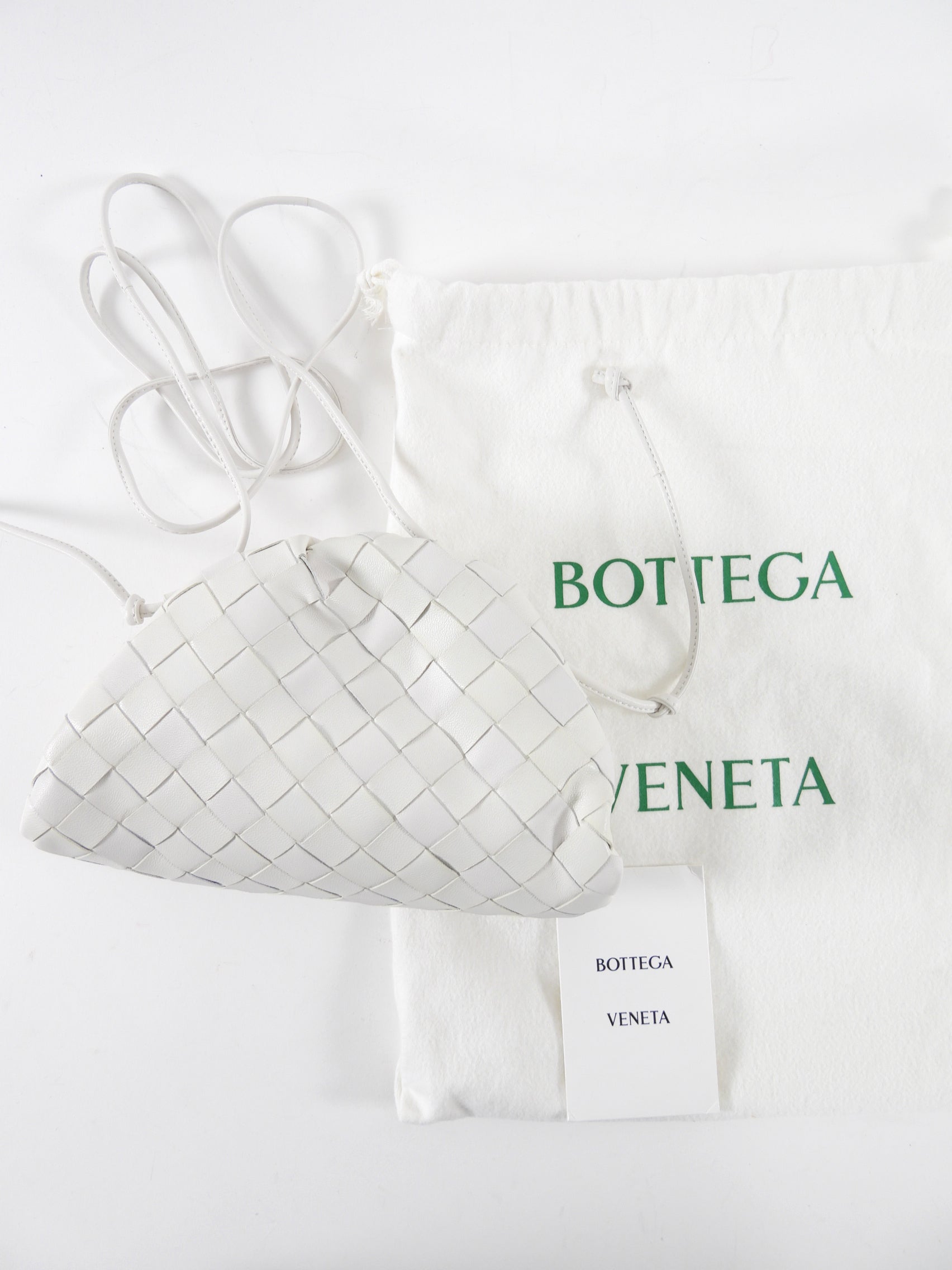 Bottega Veneta White Intrecciato Leather Mini The Pouch Crossbody Bag