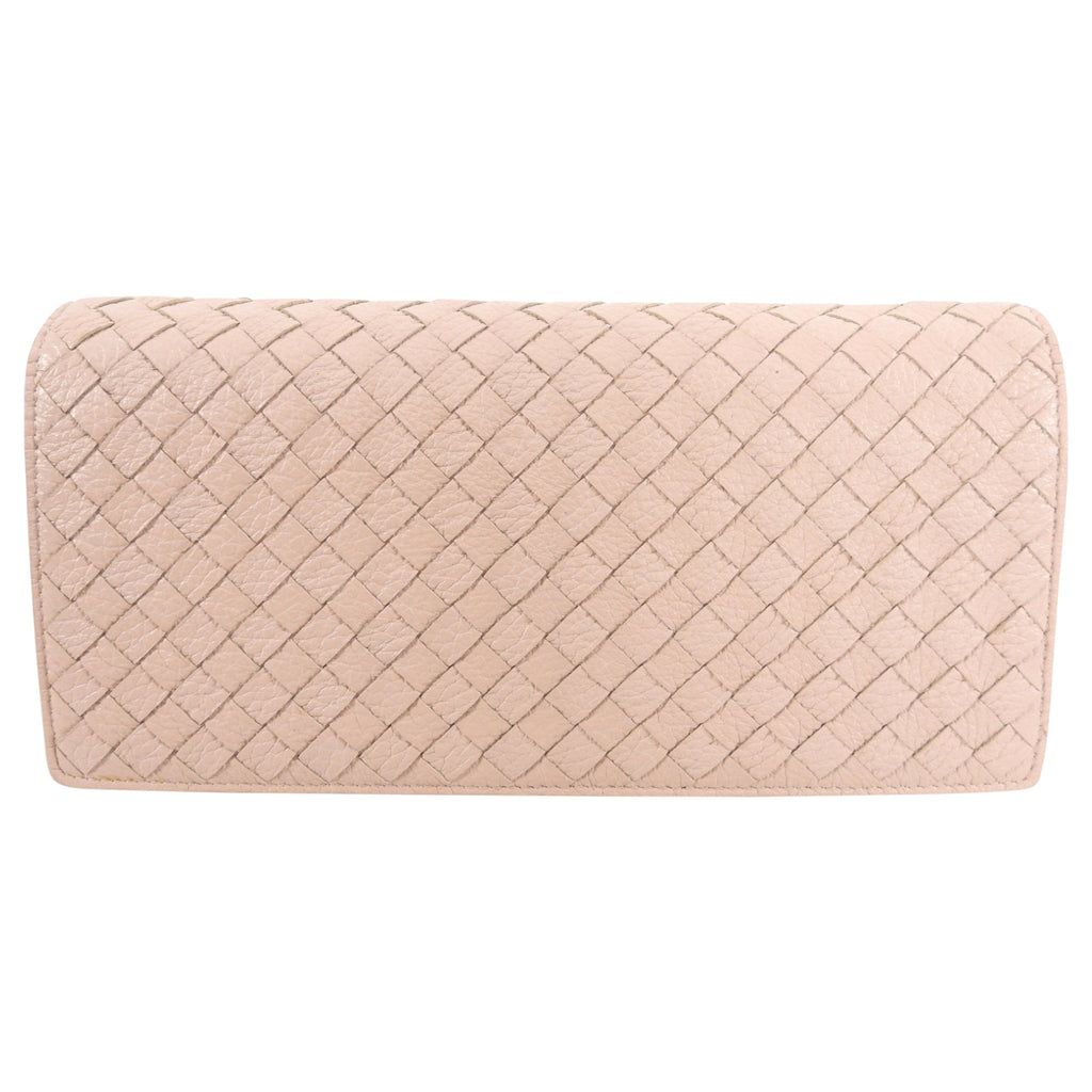 Bottega Veneta Intrecciato Leather Peach Rose Wallet on Strap
