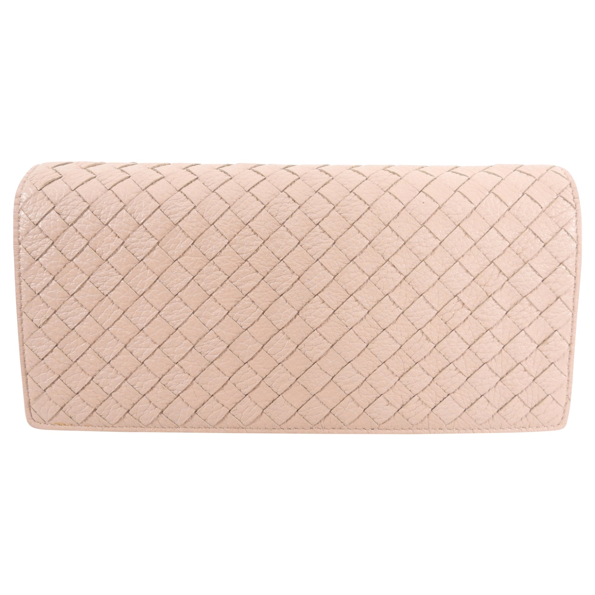 Bottega Veneta Intrecciato Leather Peach Rose Wallet on Strap