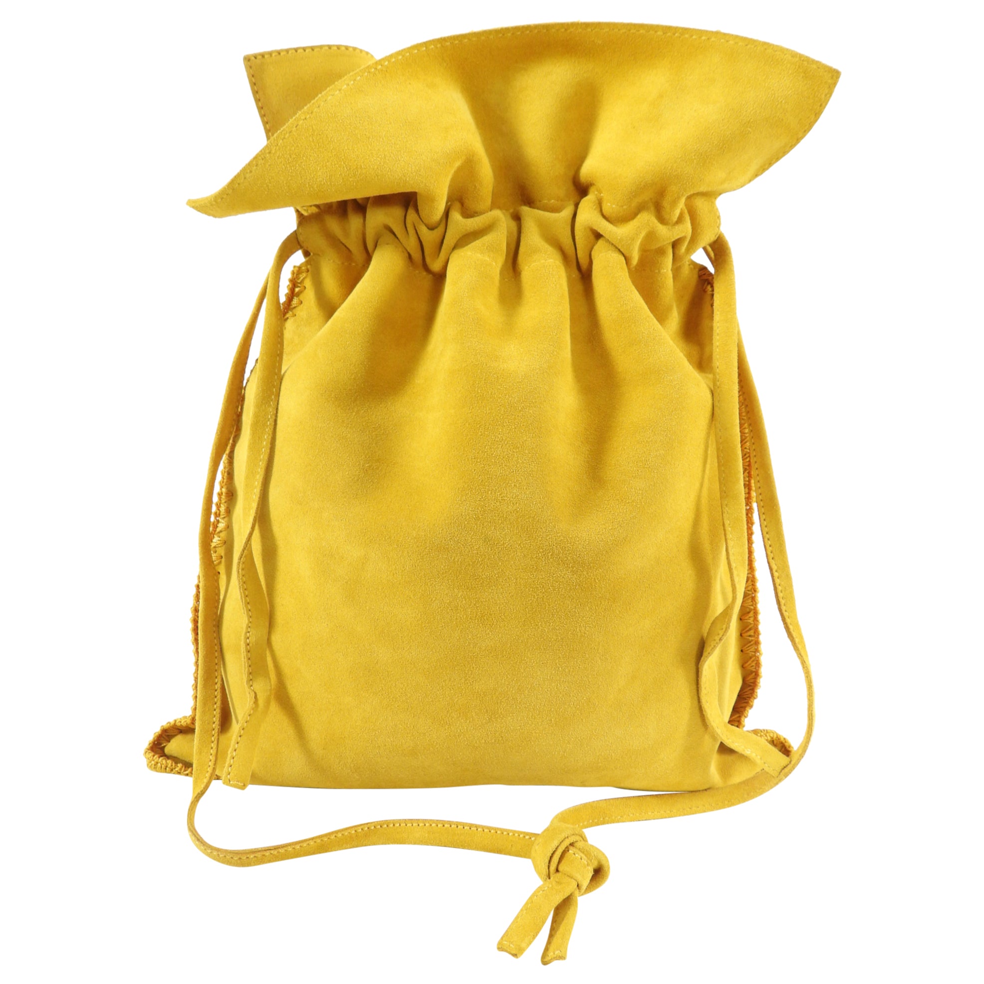 Bottega Veneta Vintage 1980's Yellow Suede Drawstring Bag
