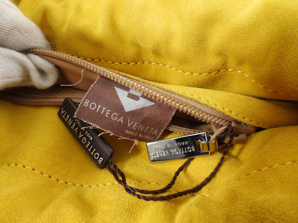 Bottega Veneta Vintage 1980's Yellow Suede Drawstring Bag