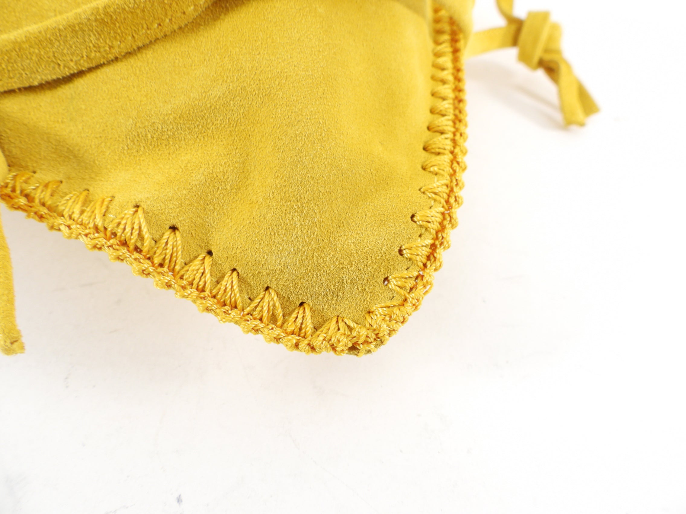 Bottega Veneta Vintage 1980's Yellow Suede Drawstring Bag