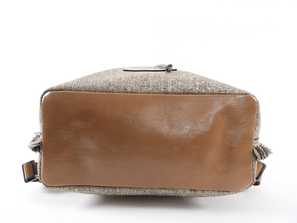 Brunello Cucinelli Gold Metallic Canvas Fringe Backpack