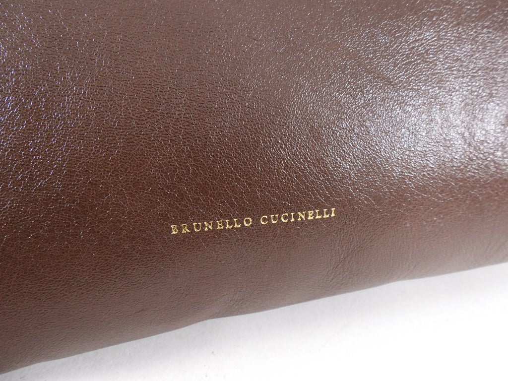 Brunello Cucinelli Brown Leather Monili Detail Shoulder Bag