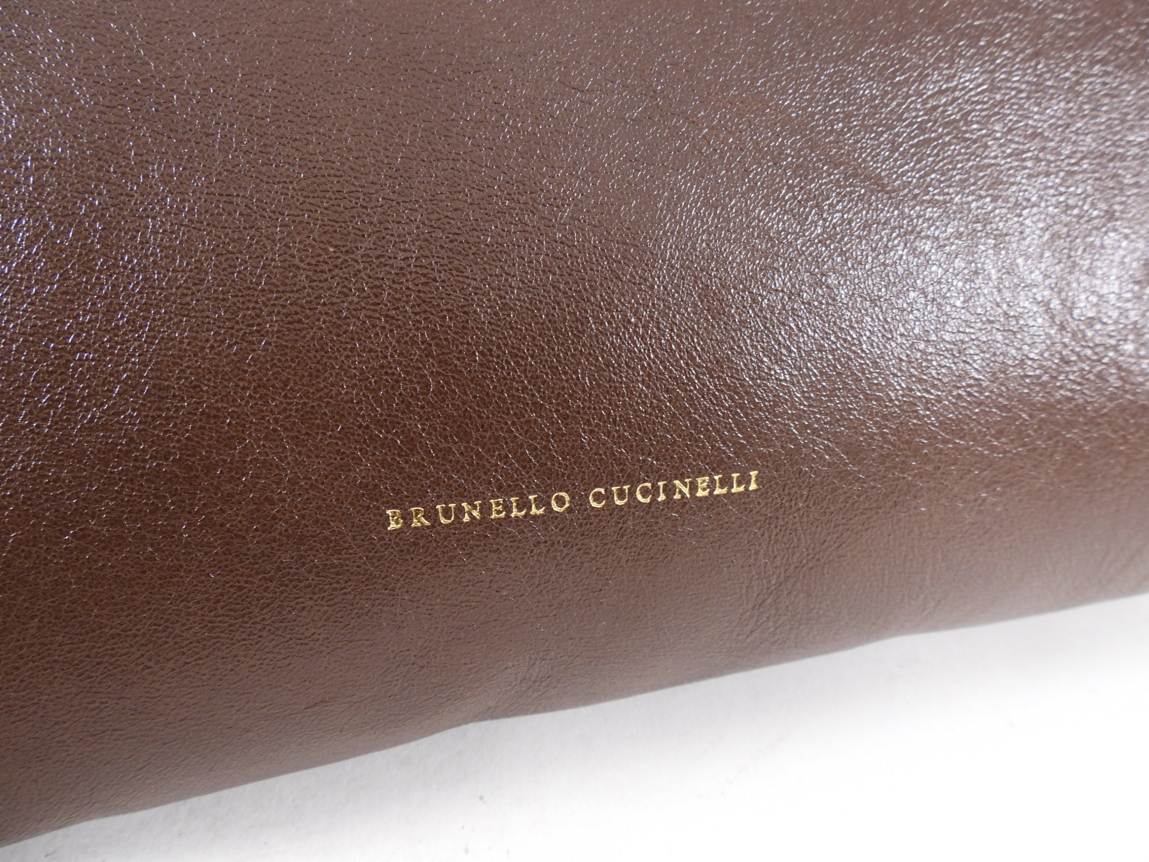 Brunello Cucinelli Brown Leather Monili Detail Shoulder Bag