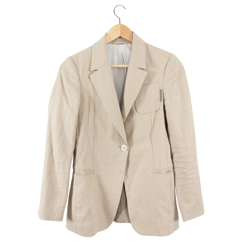 Brunello Cucinelli Natural Beige Linen Pants Suit - XS