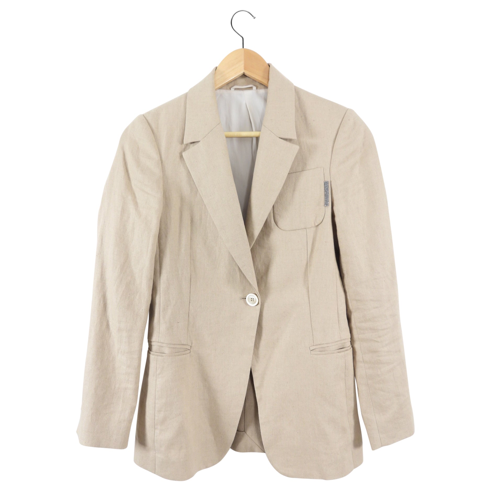 Brunello Cucinelli Natural Beige Linen Pants Suit - XS