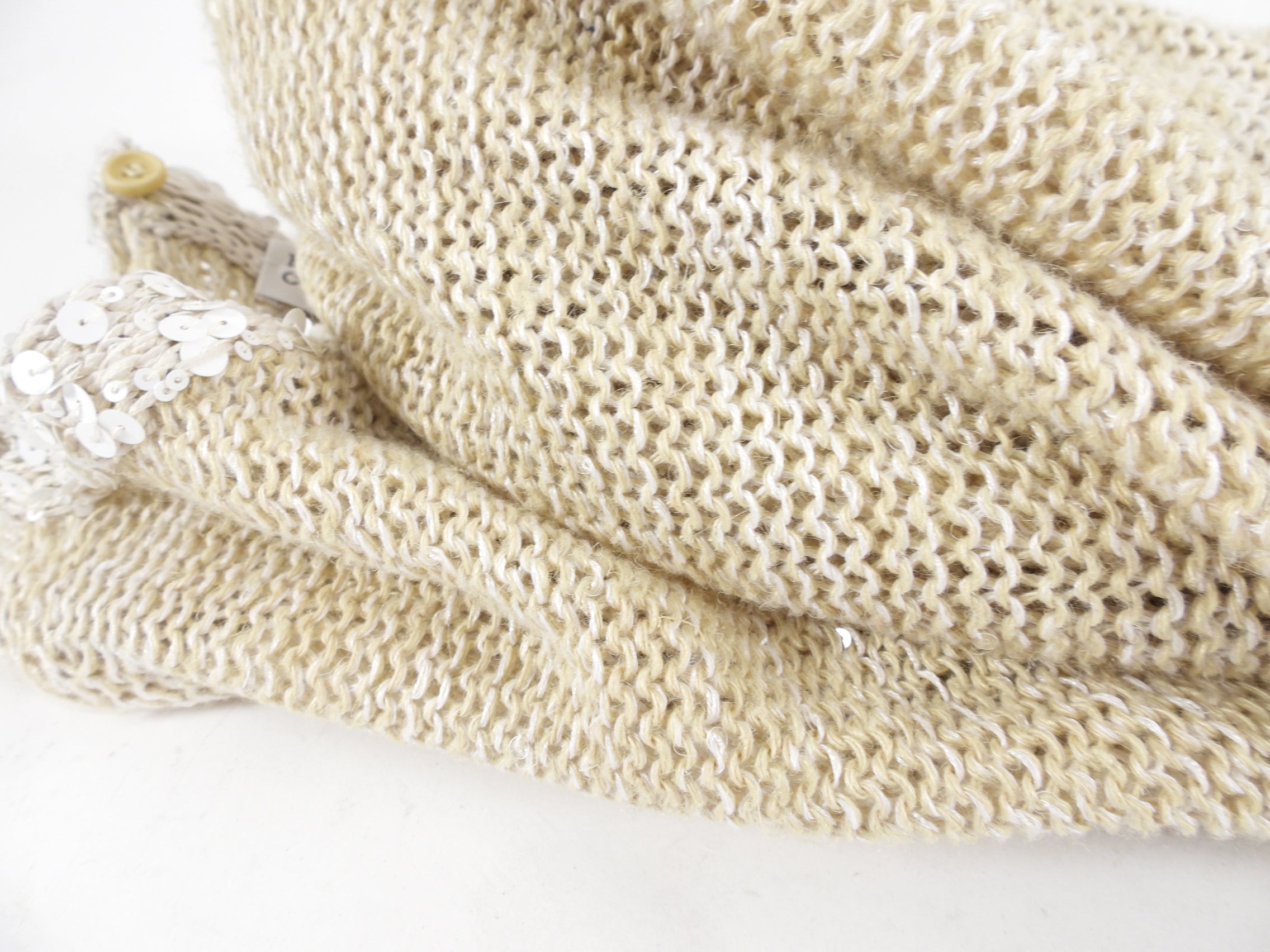 Brunello Cucinelli Beige Knit Sequin Sweater - M
