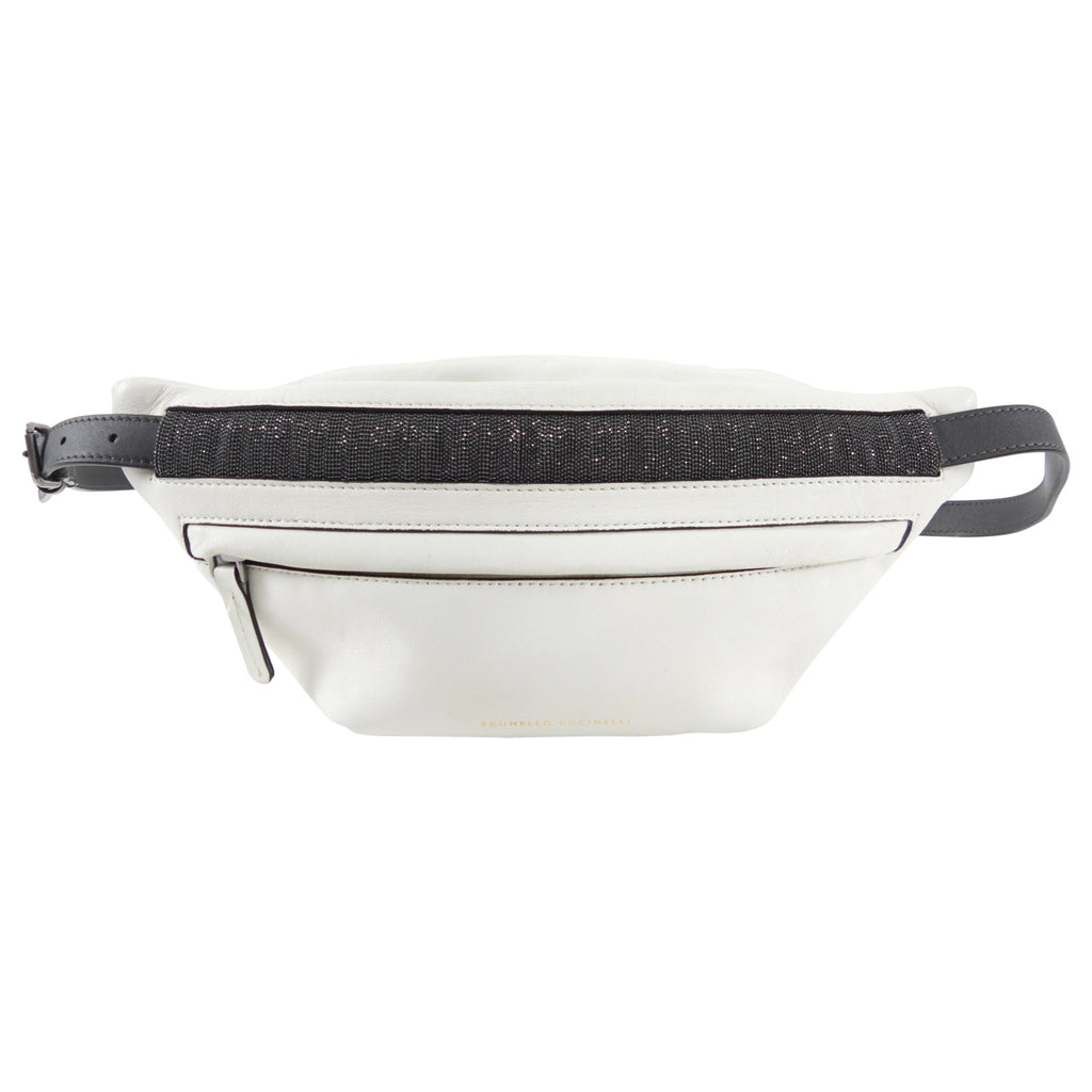 Brunello Cucinelli White Leather Monili Belt Bag