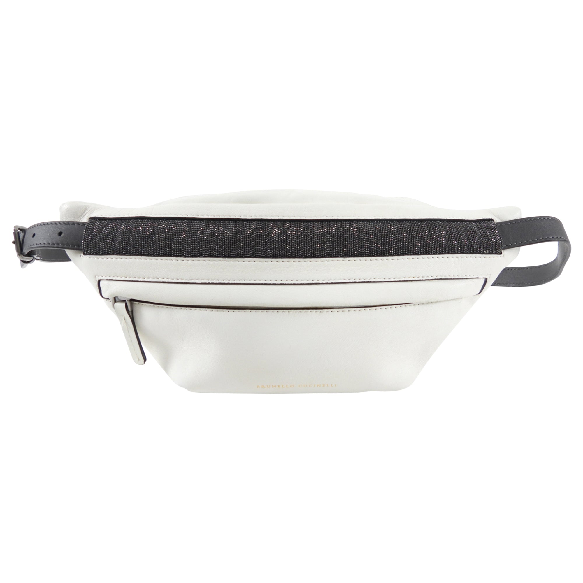 Brunello Cucinelli White Leather Monili Belt Bag