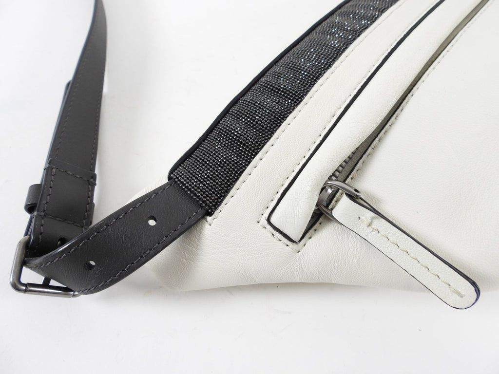 Brunello Cucinelli White Leather Monili Belt Bag