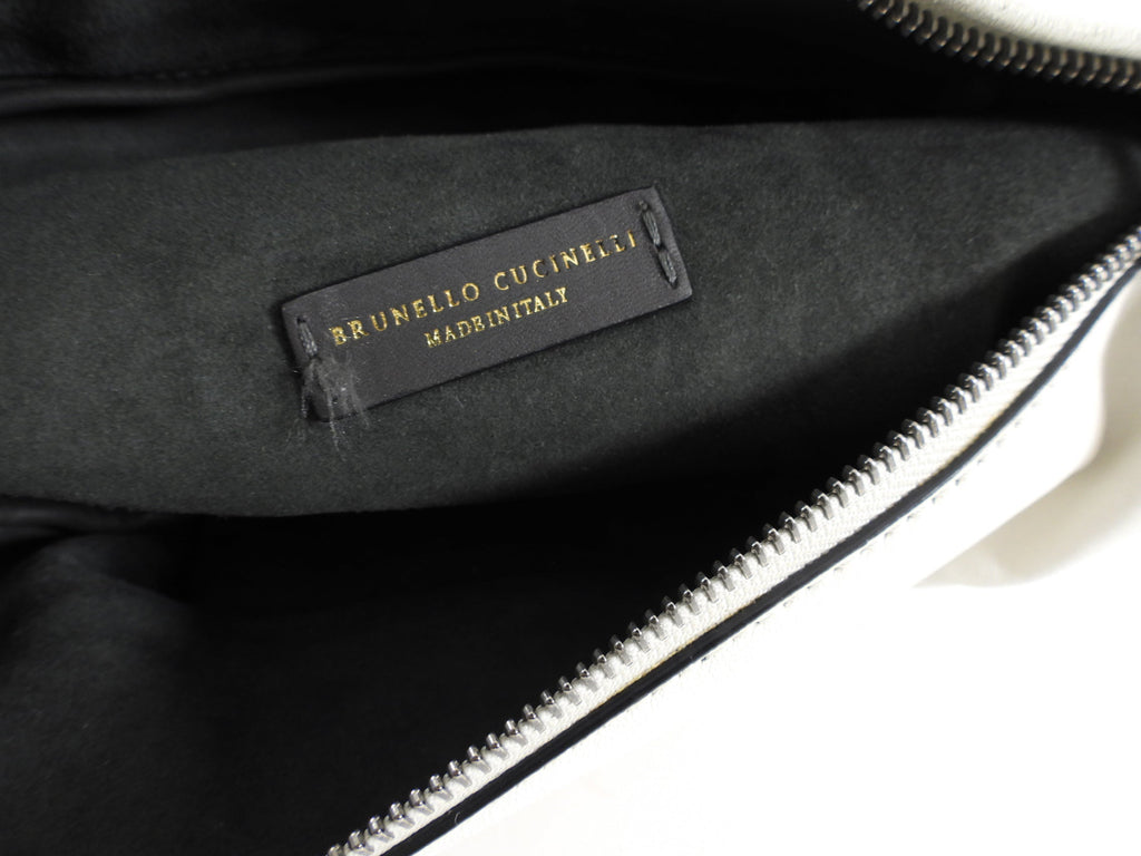 Brunello Cucinelli White Leather Monili Belt Bag