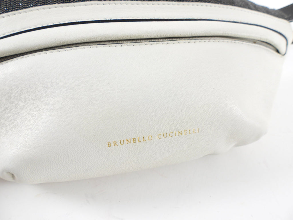 Brunello Cucinelli White Leather Monili Belt Bag