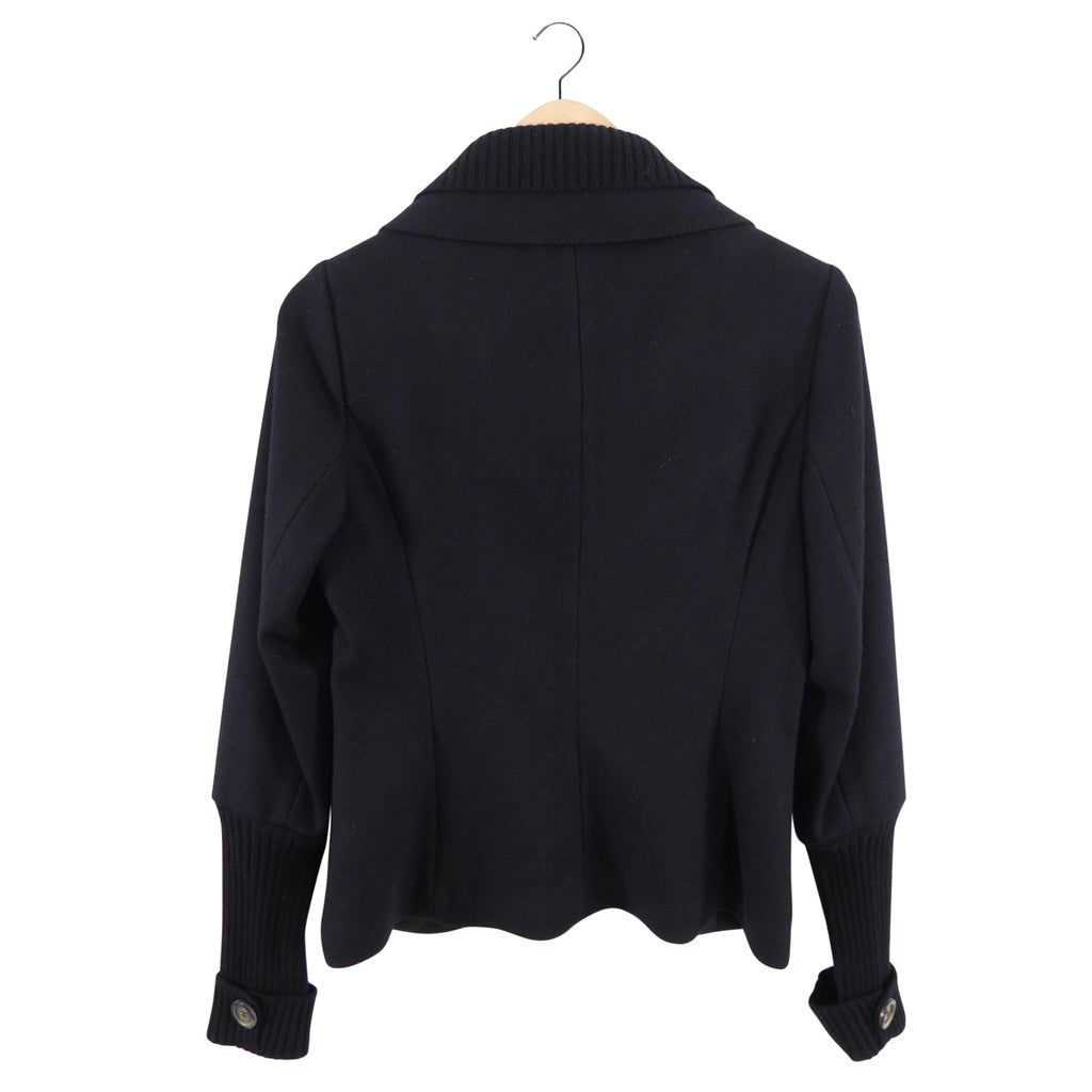 Brunello Cucinelli Black Wool Jacket with Knit Trim - IT44 / USA M