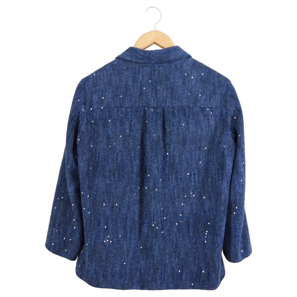 Brunello Cucinelli Navy Sequin Blazer Jacket - L