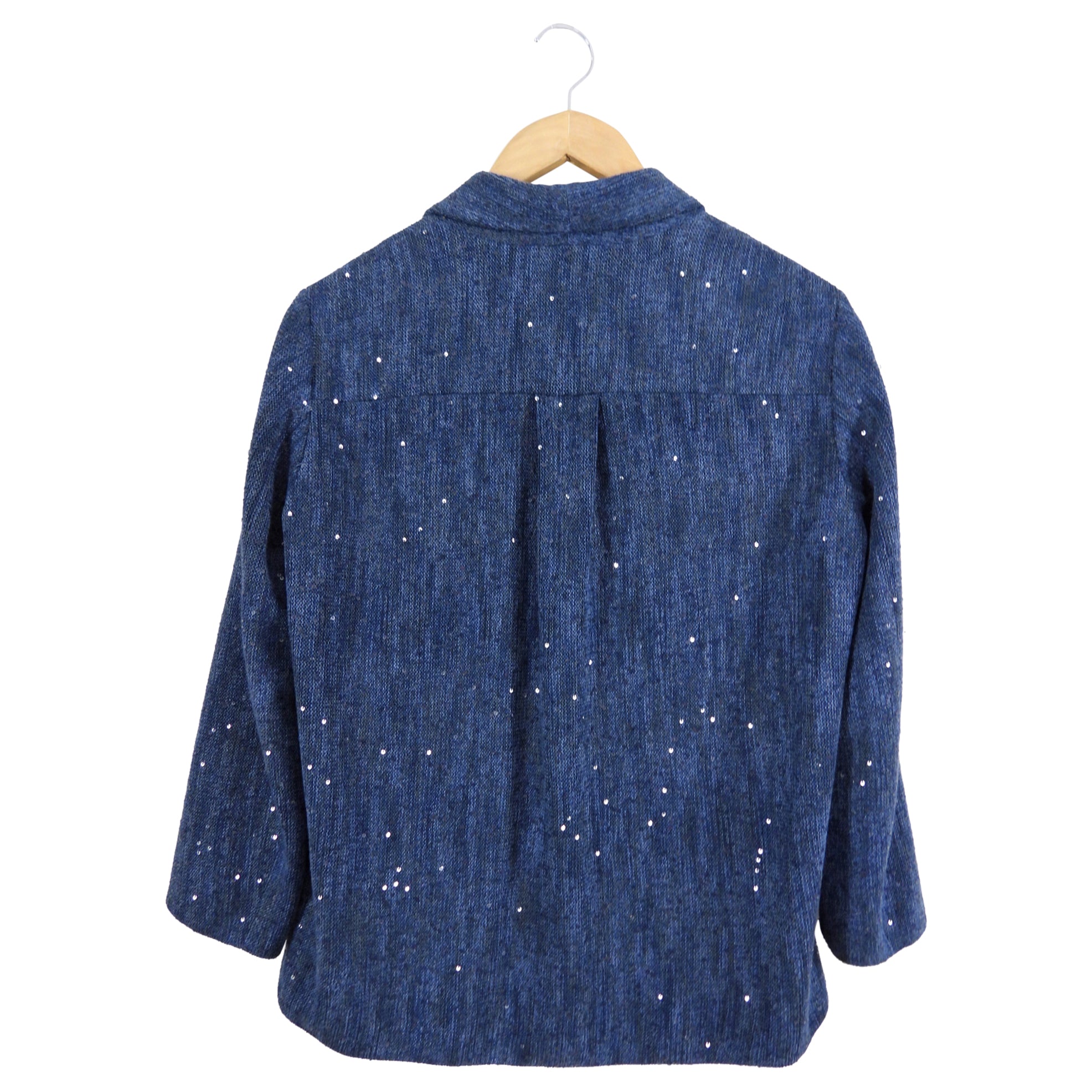 Brunello Cucinelli Navy Sequin Blazer Jacket - L