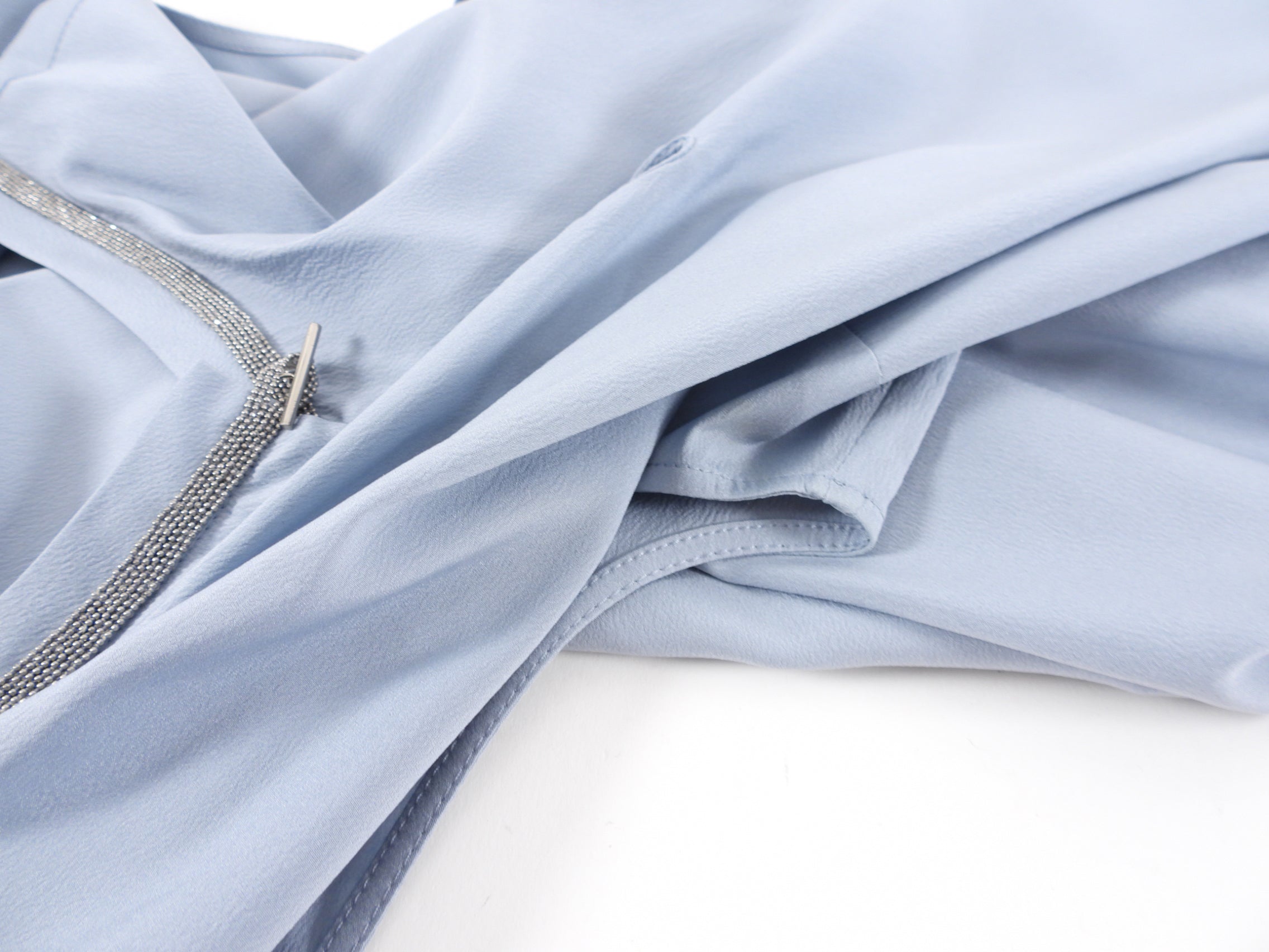 Brunello Cucinelli Steel Blue Silk Tank with Monili Trim - S (4/6)