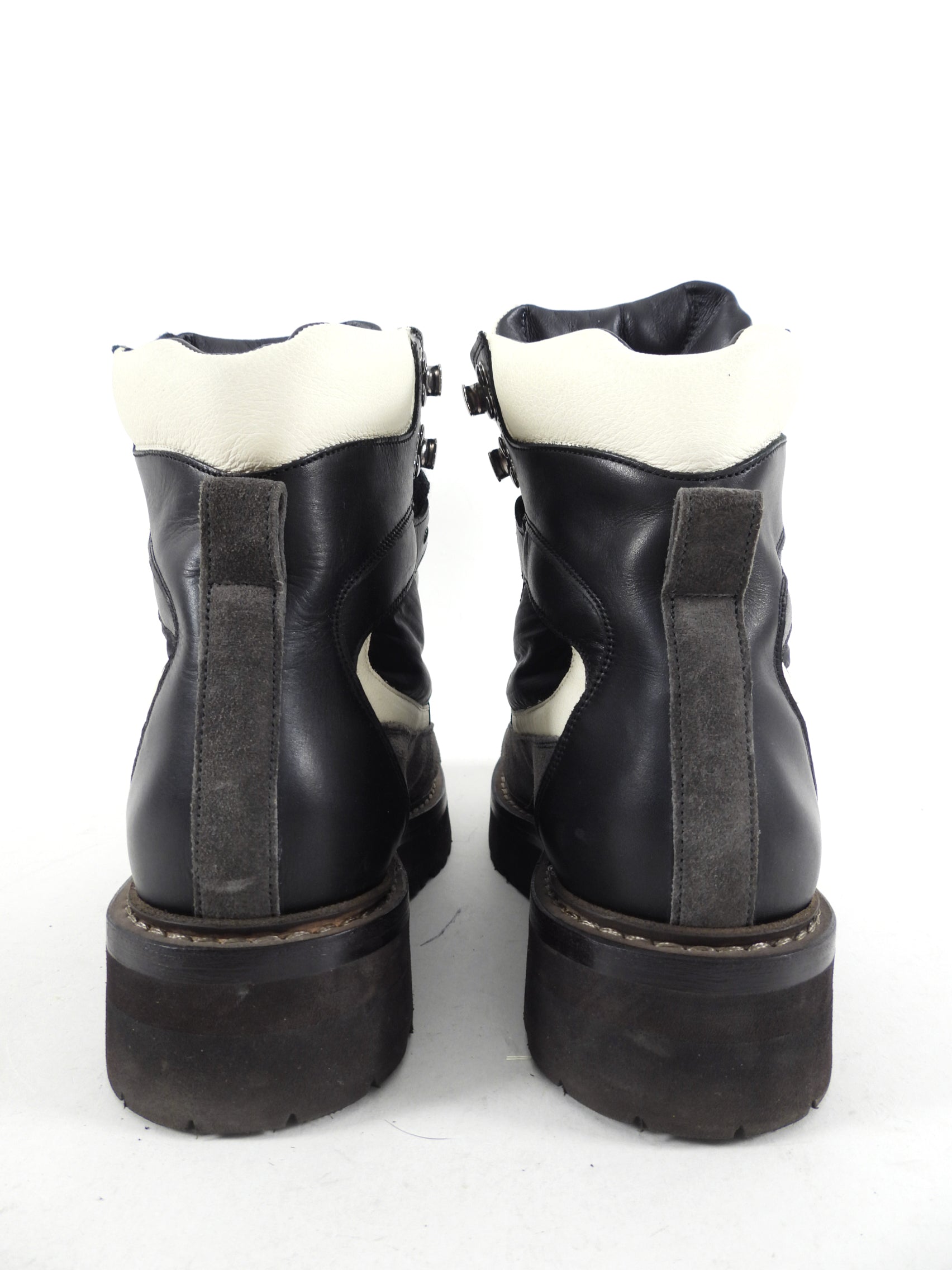 Brunello Cucinelli Black and Grey Leather and Suede Ankle Boot - 36.5