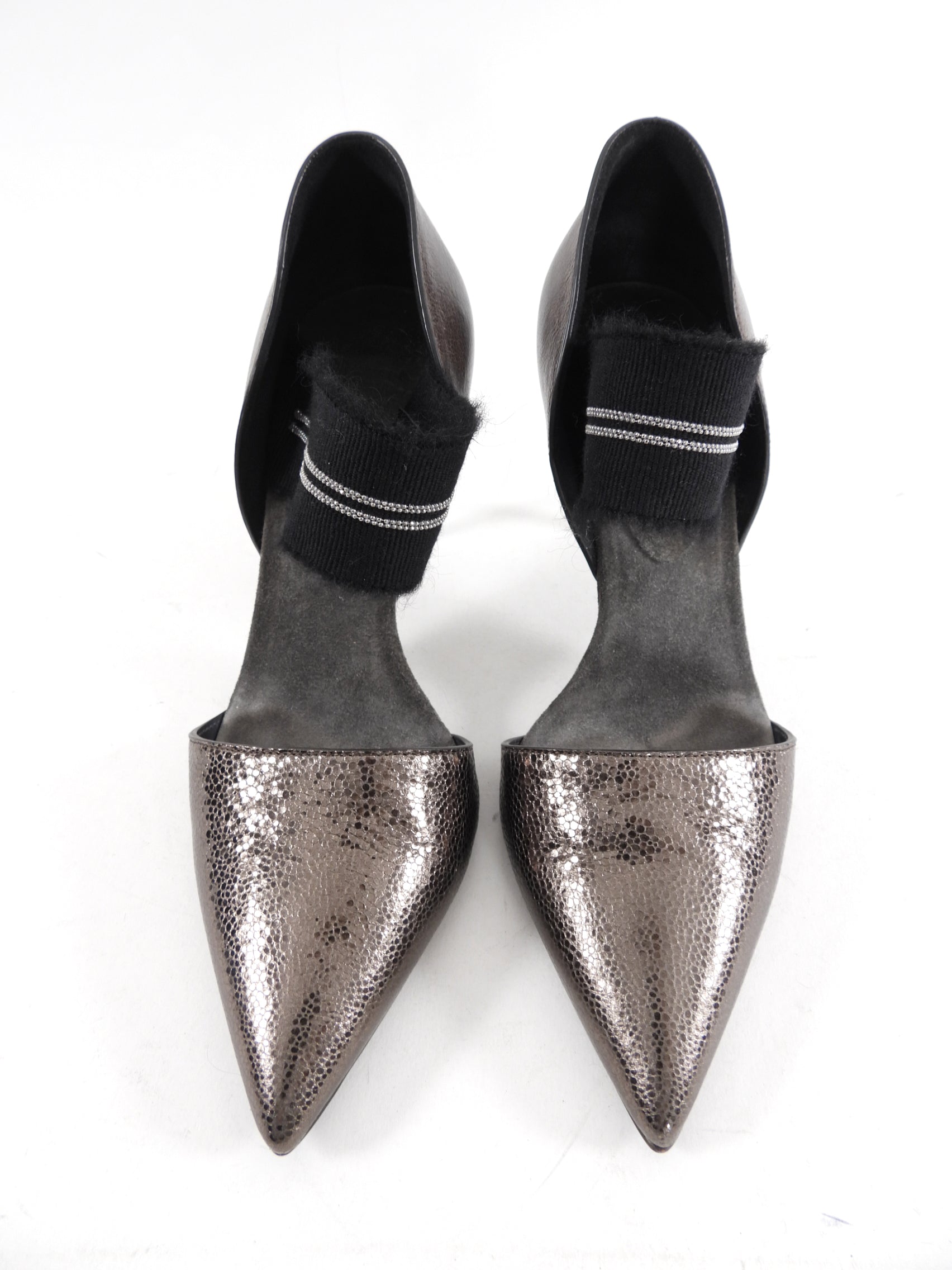 Brunello Cucinelli Brown Leather Monili high Heel D'Orsay Pumps - 36.5