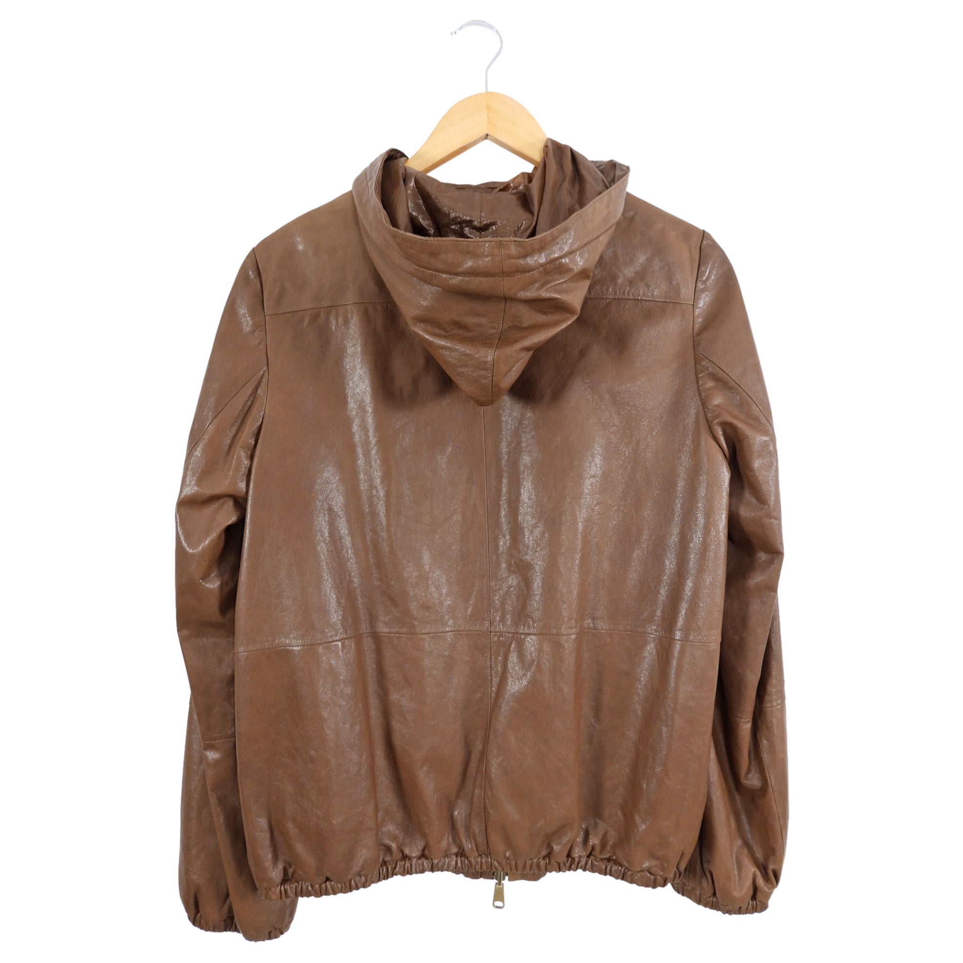 Brunello Cucinelli Brown Leather Reversible Bomber Jacket - IT44 / USA 8 / M