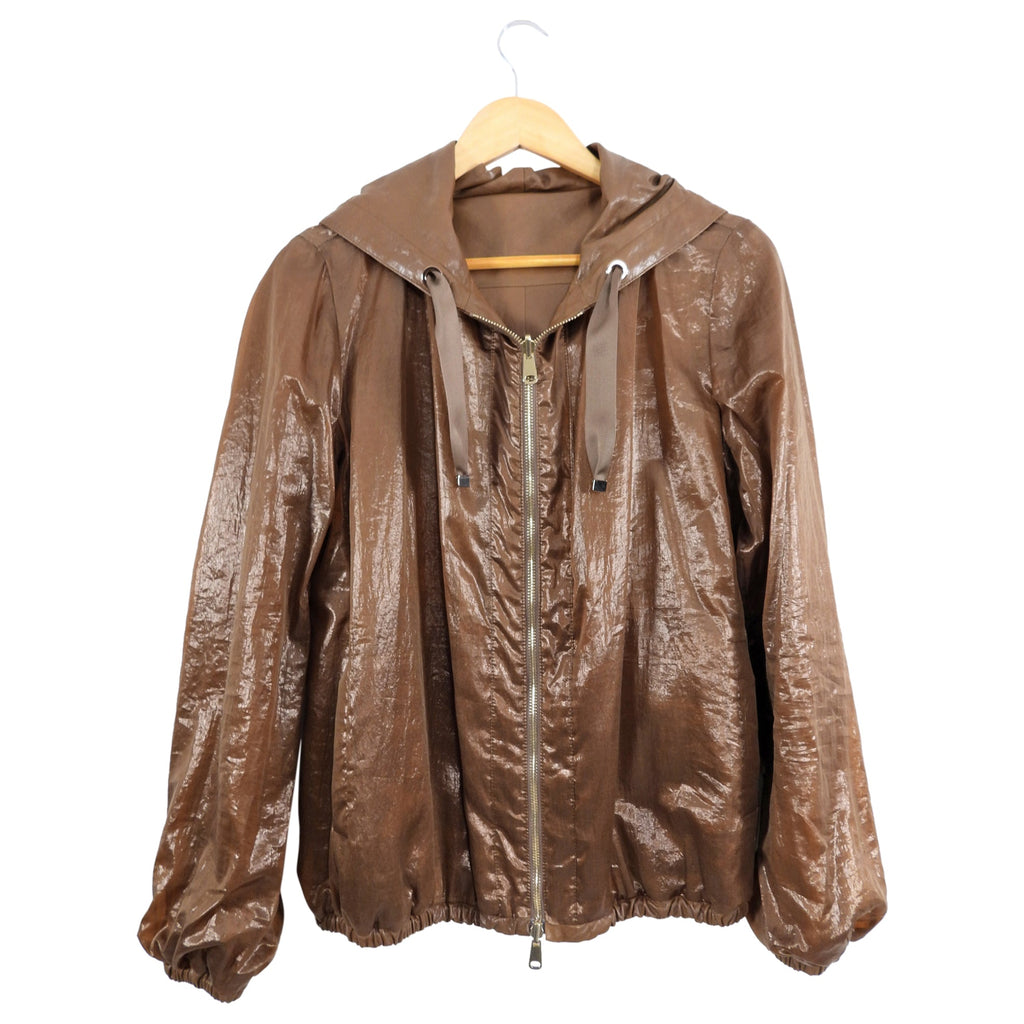 Brunello Cucinelli Brown Leather Reversible Bomber Jacket - IT44 / USA 8 / M