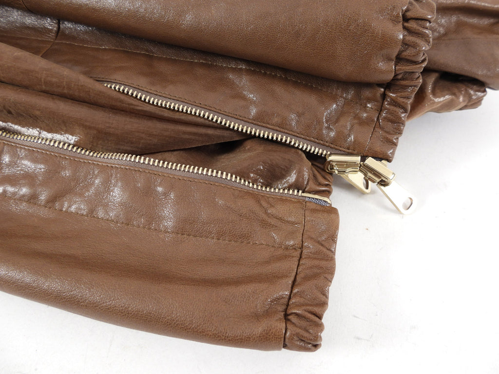 Brunello Cucinelli Brown Leather Reversible Bomber Jacket - IT44 / USA 8 / M