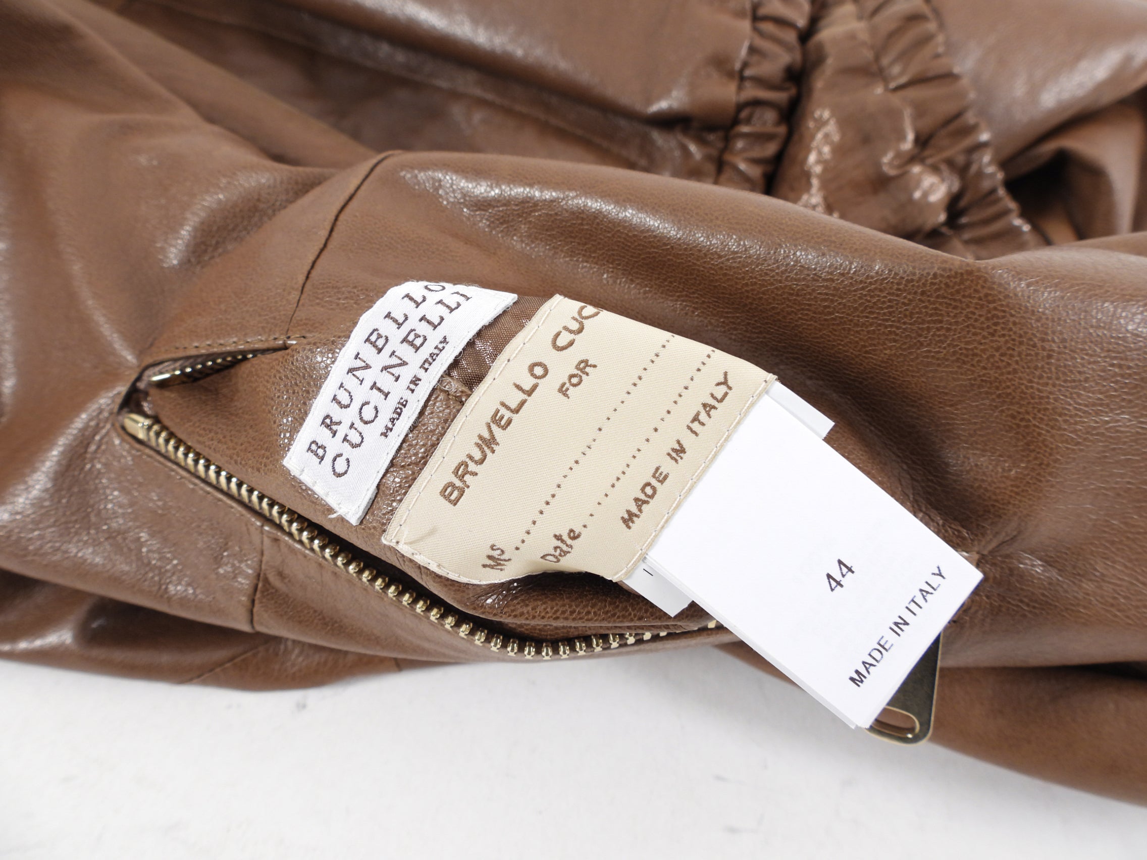 Brunello Cucinelli Brown Leather Reversible Bomber Jacket - IT44 / USA 8 / M